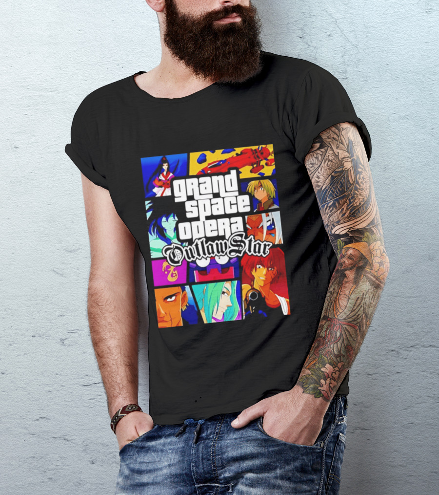 Grand Space Opera Outlaw Star Anime Characters Collage T-Shirt