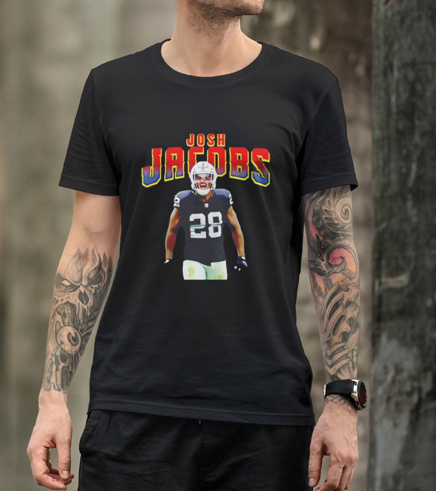 Josh Jacobs Number 28 Raiders NFL Celebration T-Shirt