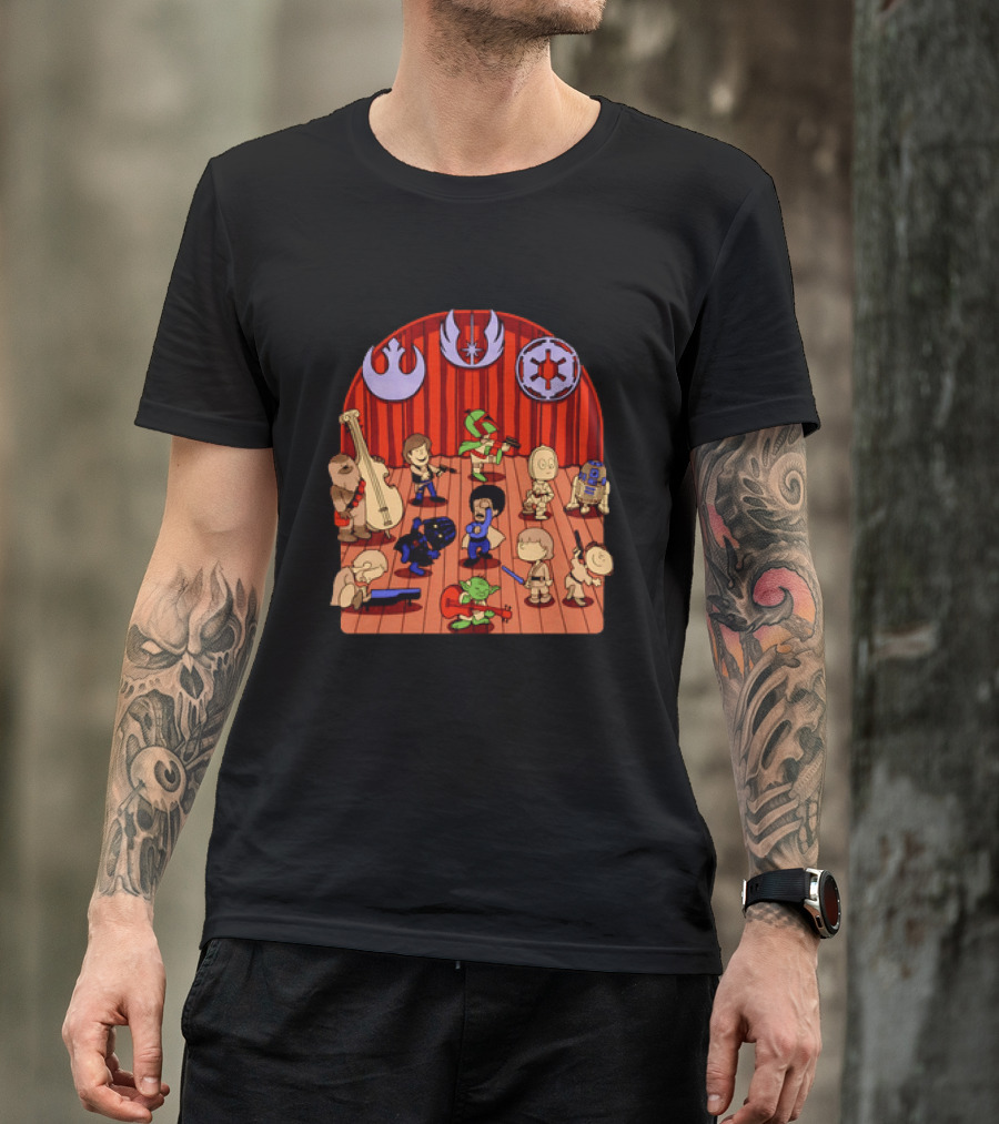 Star Wars Peanuts Characters Band With Iconic Symbols Mashup T-Shirt