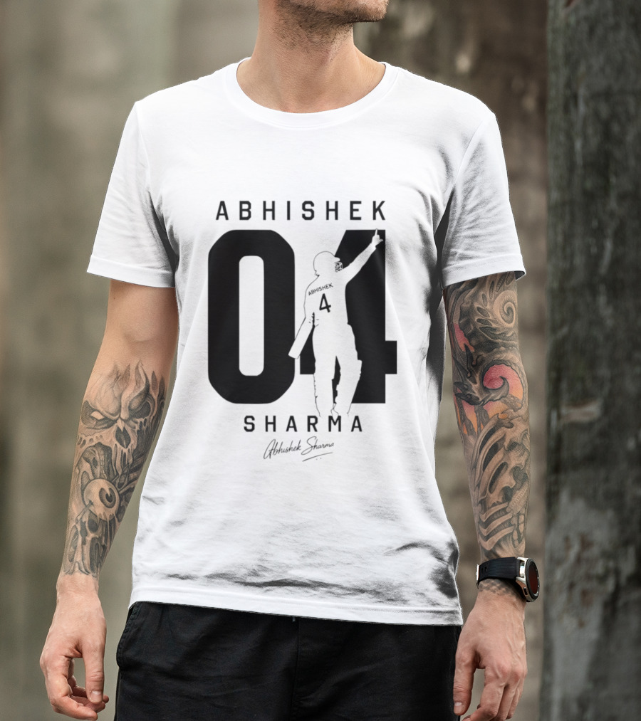 Abhishek Sharma 04 Indian Cricket Player Autograph T-Shirt