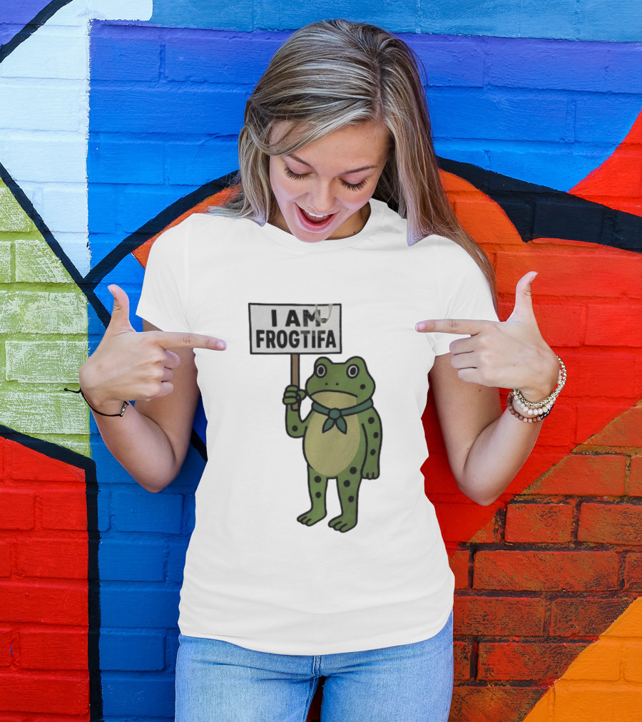 I AM FROGTIFA Frog Holding Sign T-Shirt