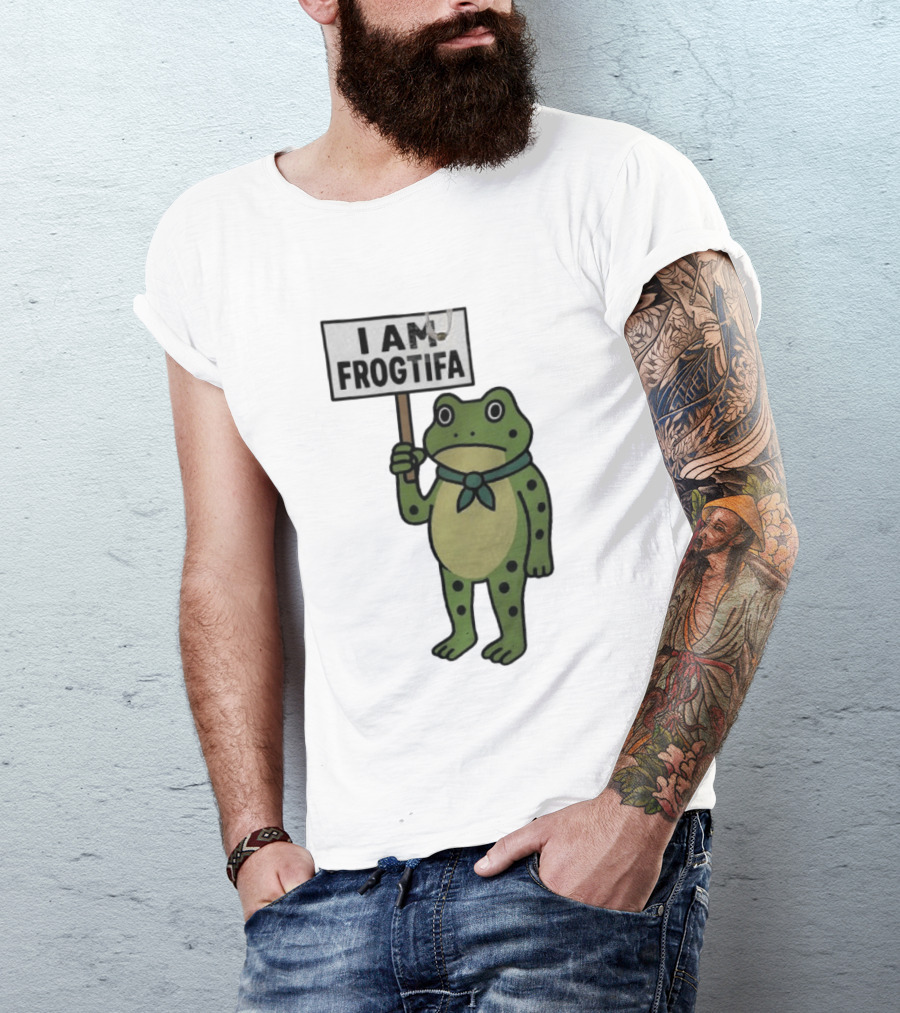 I AM FROGTIFA Frog Holding Sign T-Shirt