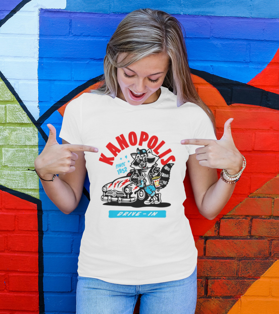 Kanopolis Drive In Since 1952 Raccoon Car T-Shirt