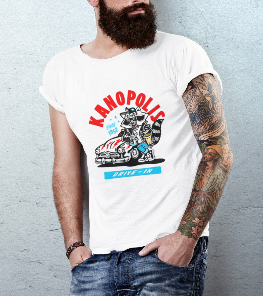 Kanopolis Drive In Since 1952 Raccoon Car T-Shirt