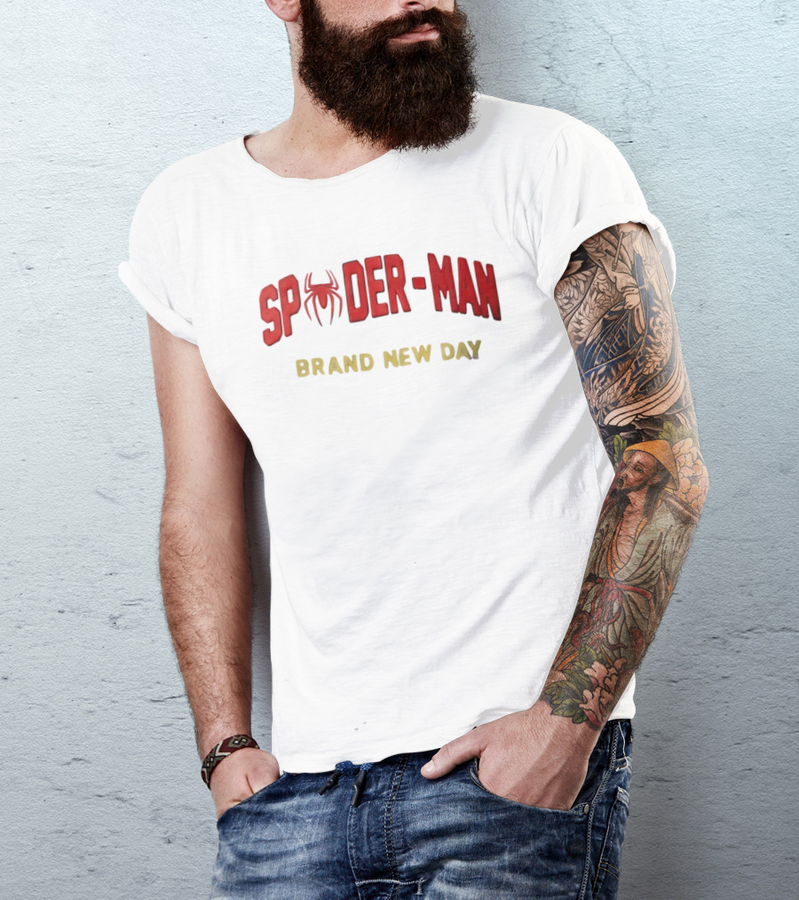 Spider Man Brand New Day Iconic Red Text With Spider T-Shirt