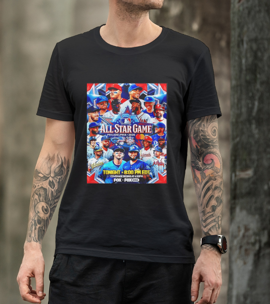 2026 MLB All Star Game Philadelphia Featured Stars And Team Jerseys Fox Coverage T-Shirt