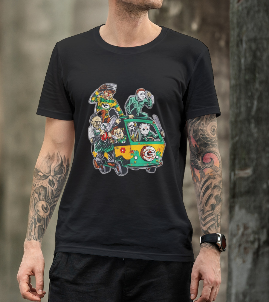 Horror Villains Green Bay Packers Mystery Machine T-Shirt