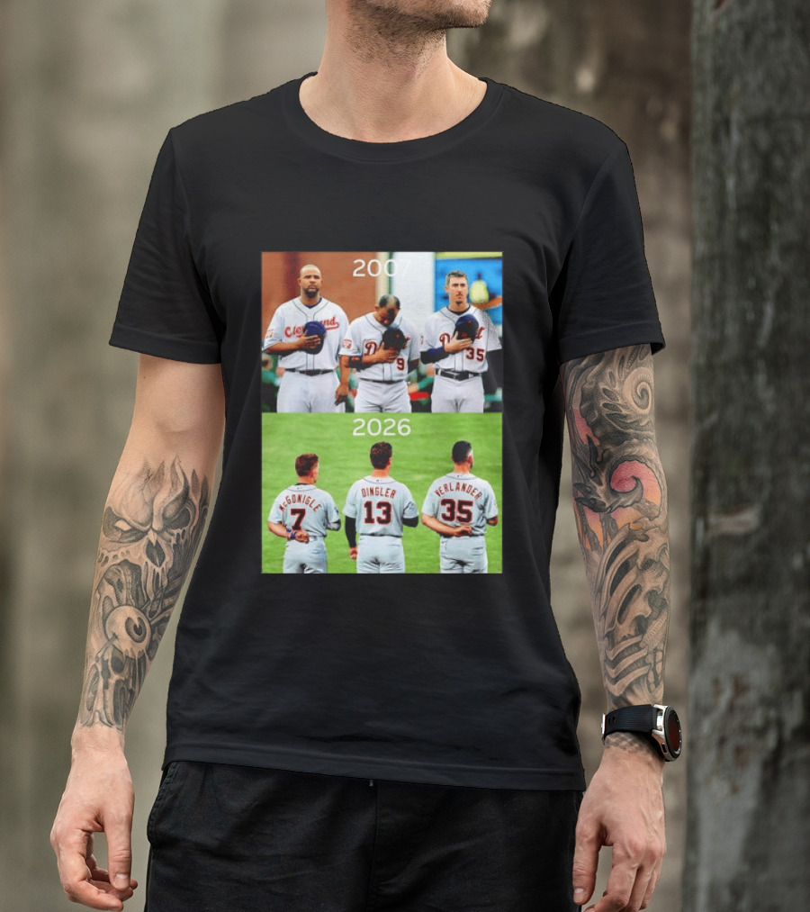 Detroit Tigers 2007 2026 McGonigle Dingler Verlander Comparison T-Shirt