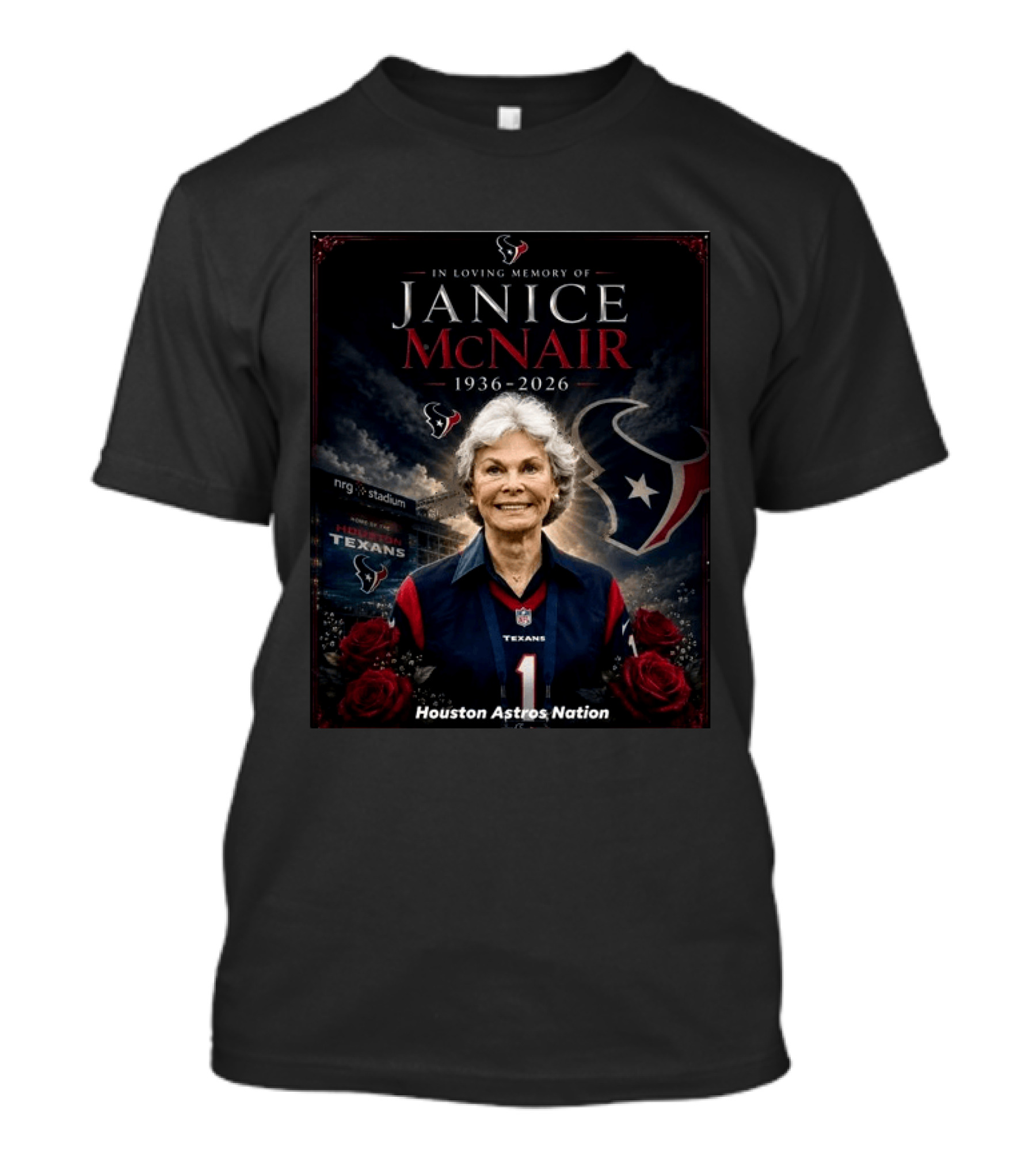 In Loving Memory Of Janice Mcnair 1936 2026 Houston Texans Houston Astros Nation T-Shirt
