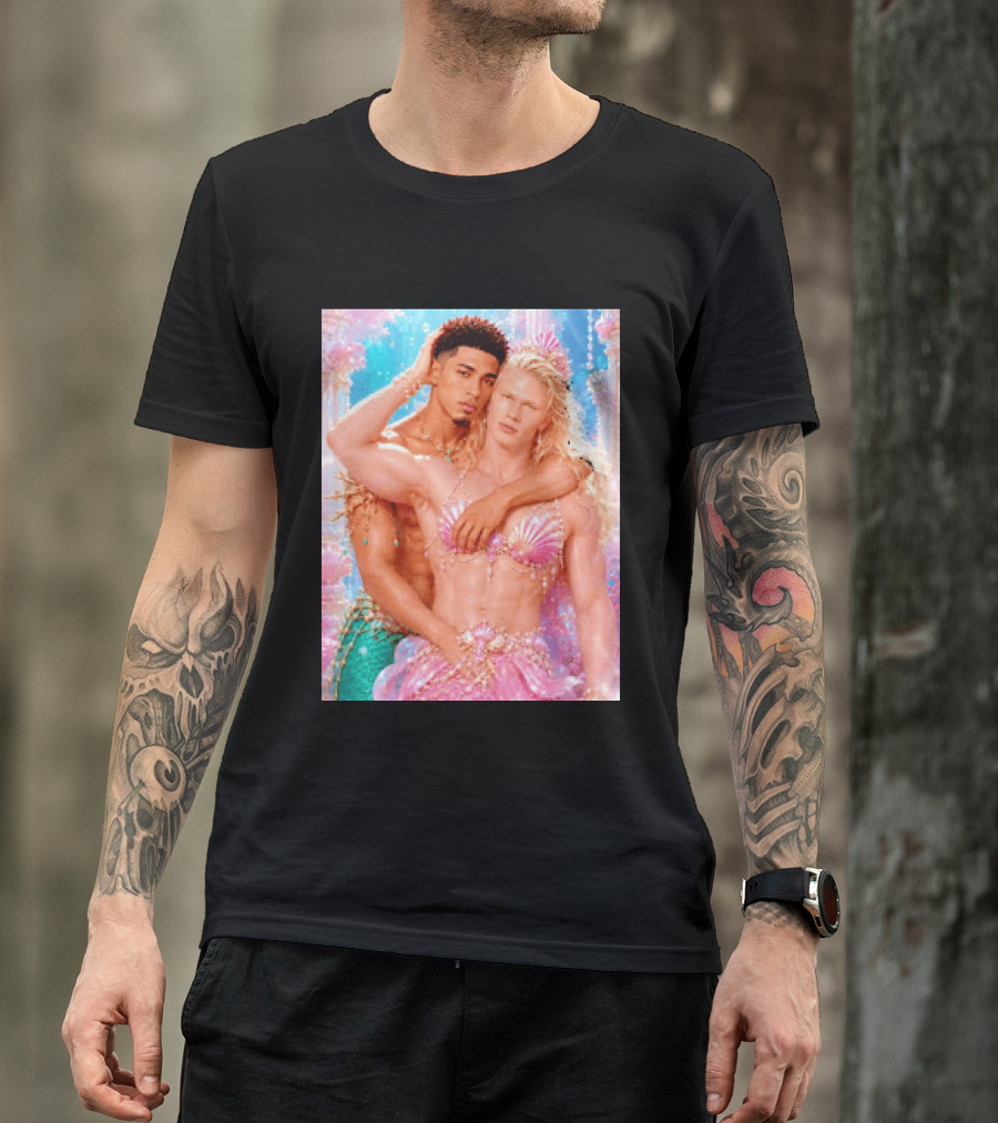 Mermaid Fantasy With Erling Haaland And Jude Bellingham T-Shirt