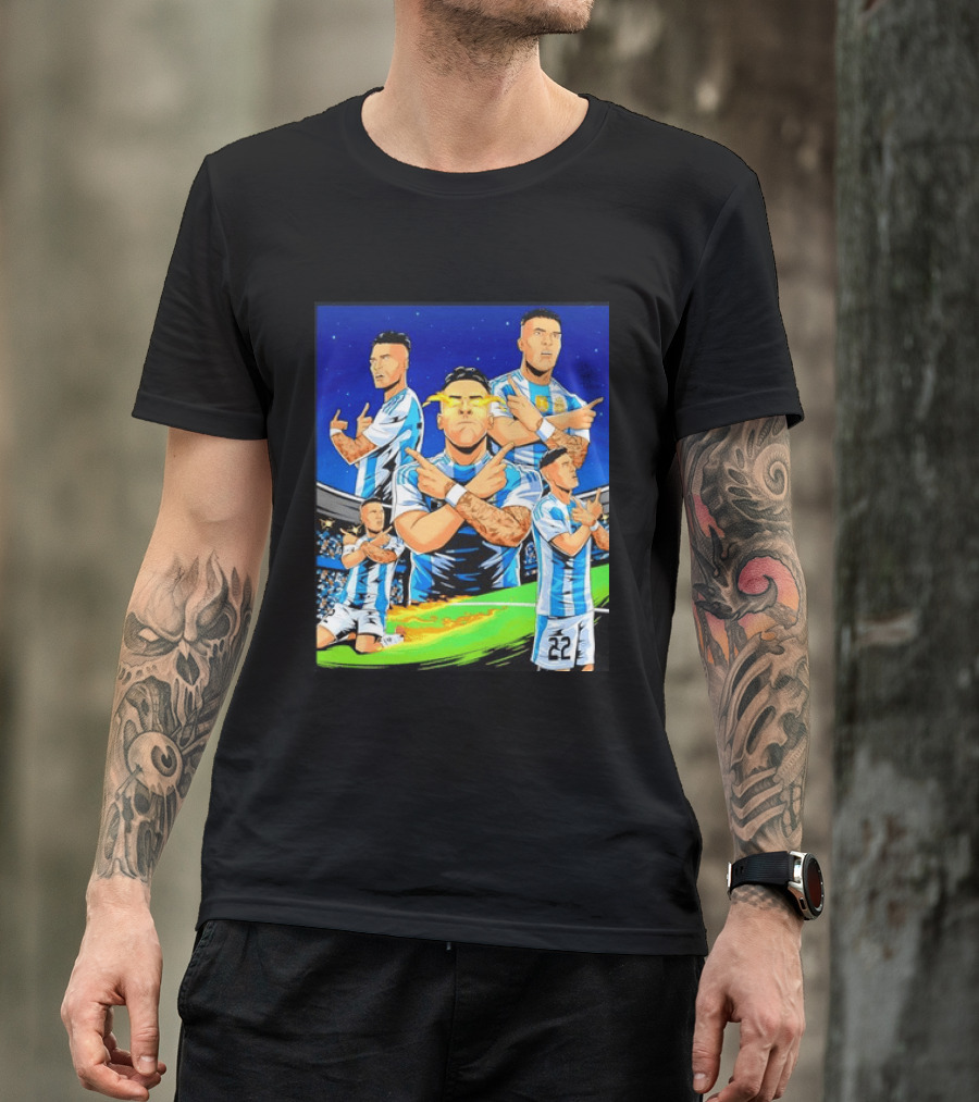 Lautaro Martinez Argentina National Team Collage Soccer Star Celebration T-Shirt