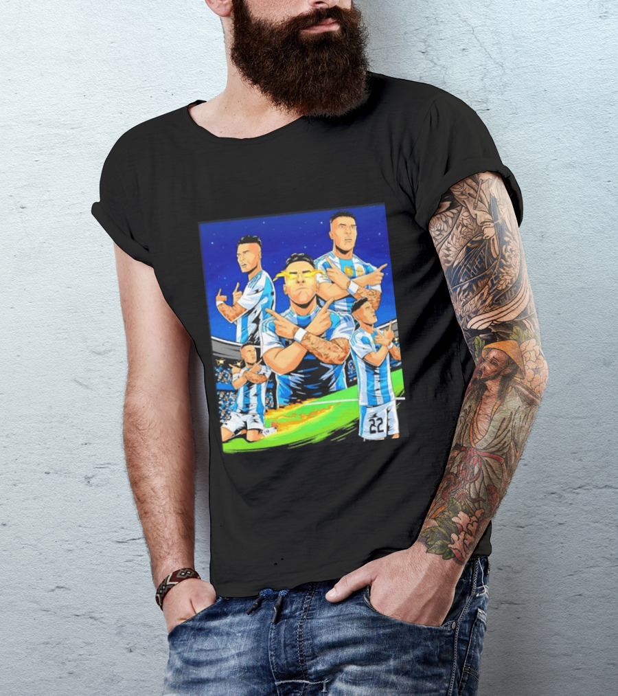 Lautaro Martinez Argentina National Team Collage Soccer Star Celebration T-Shirt