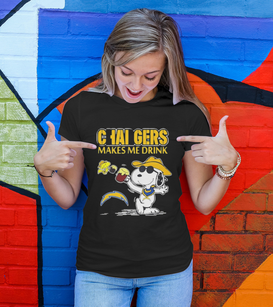 Snoopy Drinking Beer Chargers Makes Me Drink T-Shirt