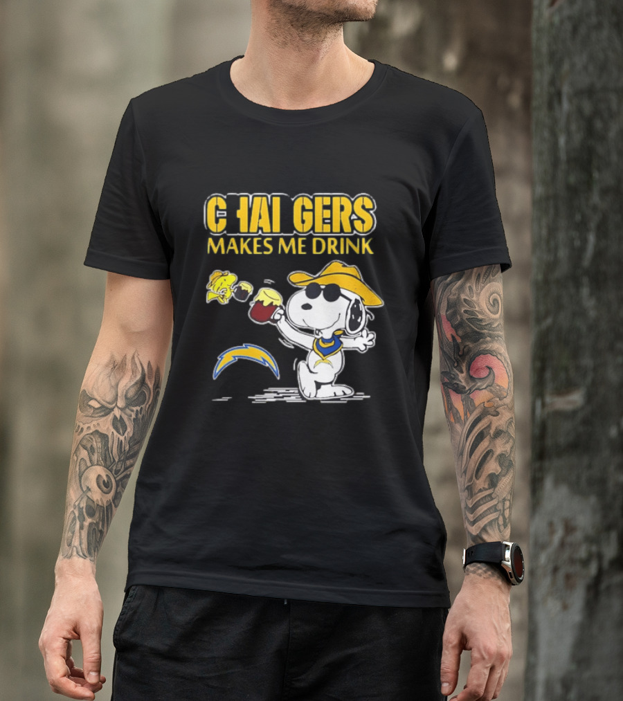 Snoopy Drinking Beer Chargers Makes Me Drink T-Shirt
