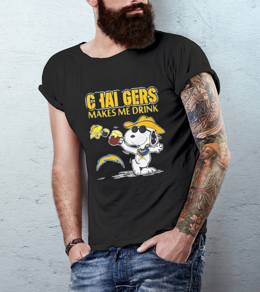 Snoopy Drinking Beer Chargers Makes Me Drink T-Shirt