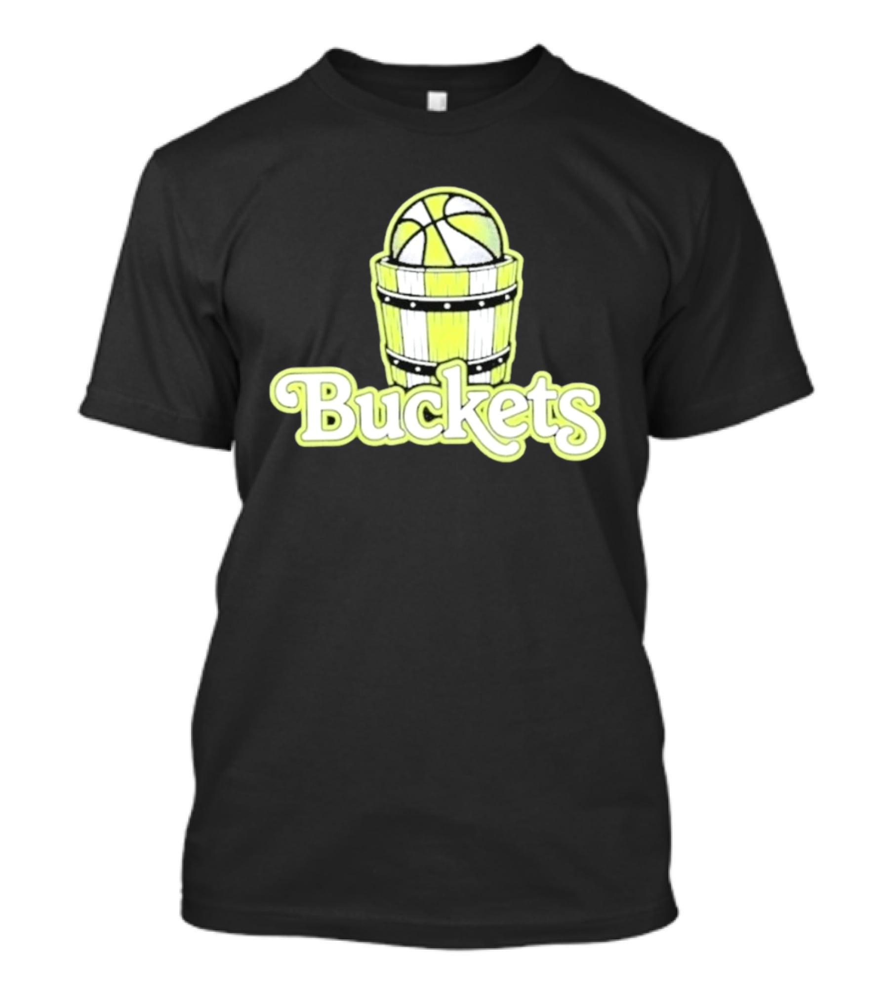 Buckets Basketball Cartoon Style Vintage Retro Ball In Wooden Basket T-Shirt