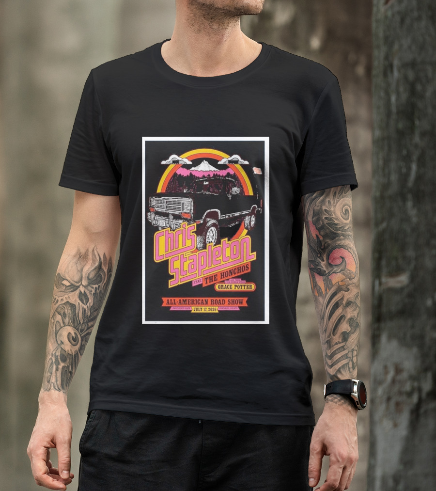 Chris Stapleton All American Road Show July 17 2026 Portland Oregon Feat The Honchos Grace Potter T-Shirt