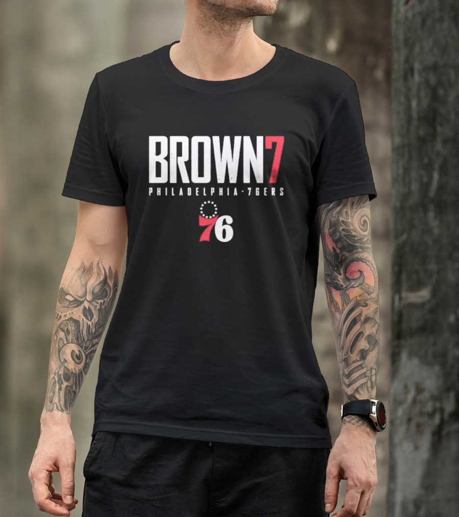 BROWN 7 Philadelphia 76ers 76 Circle Stars T-Shirt