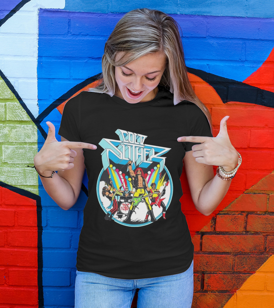 Cold Slither Band Members Rocking Live Performance Retro Vibes T-Shirt
