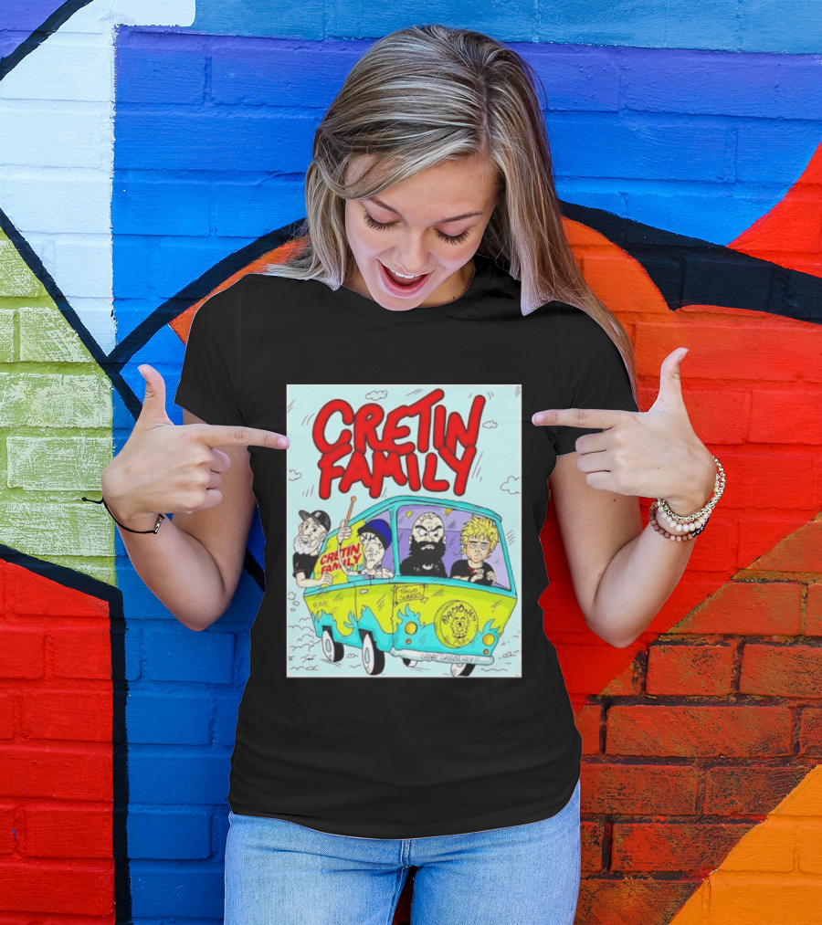 Cretin Family Punk Ramones Gabba Gabba Hey Van Cartoon T-Shirt