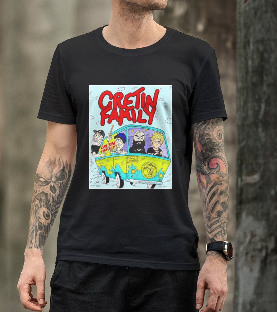 Cretin Family Punk Ramones Gabba Gabba Hey Van Cartoon T-Shirt