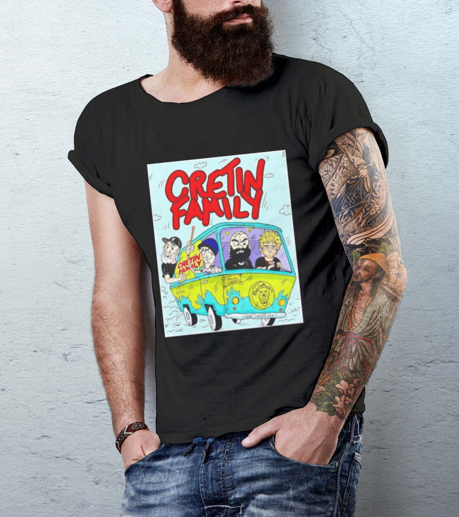 Cretin Family Punk Ramones Gabba Gabba Hey Van Cartoon T-Shirt