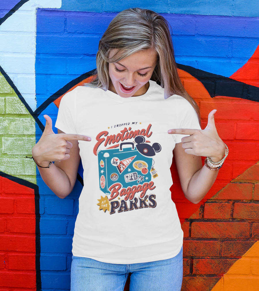 I Dropped My Emotional Baggage In Disney World Parks With Travel Suitcase And Mickey Ears T-Shirt