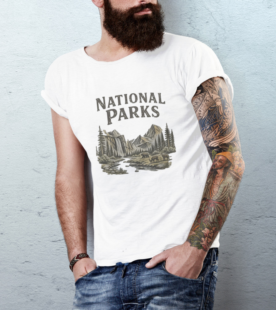 Protect Our National Parks Leave No Trace Nature Yosemite Bears Deer Mountains Forest T-Shirt