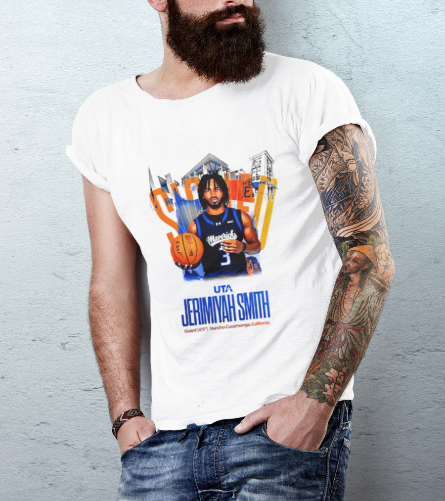 UTA Mavericks Jerimiyah Smith No 3 Basketball Player T-Shirt