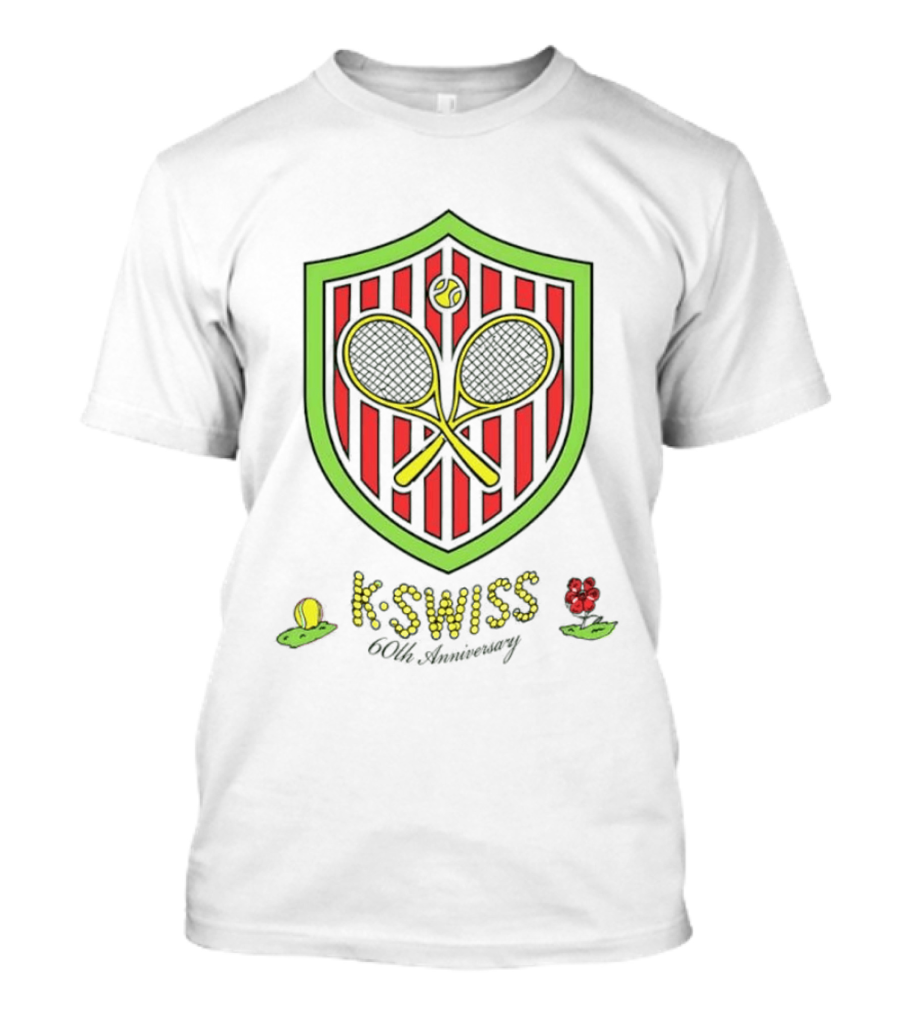 K Swiss 60th Anniversary Tennis Racquets Shield Retro Sports T-Shirt