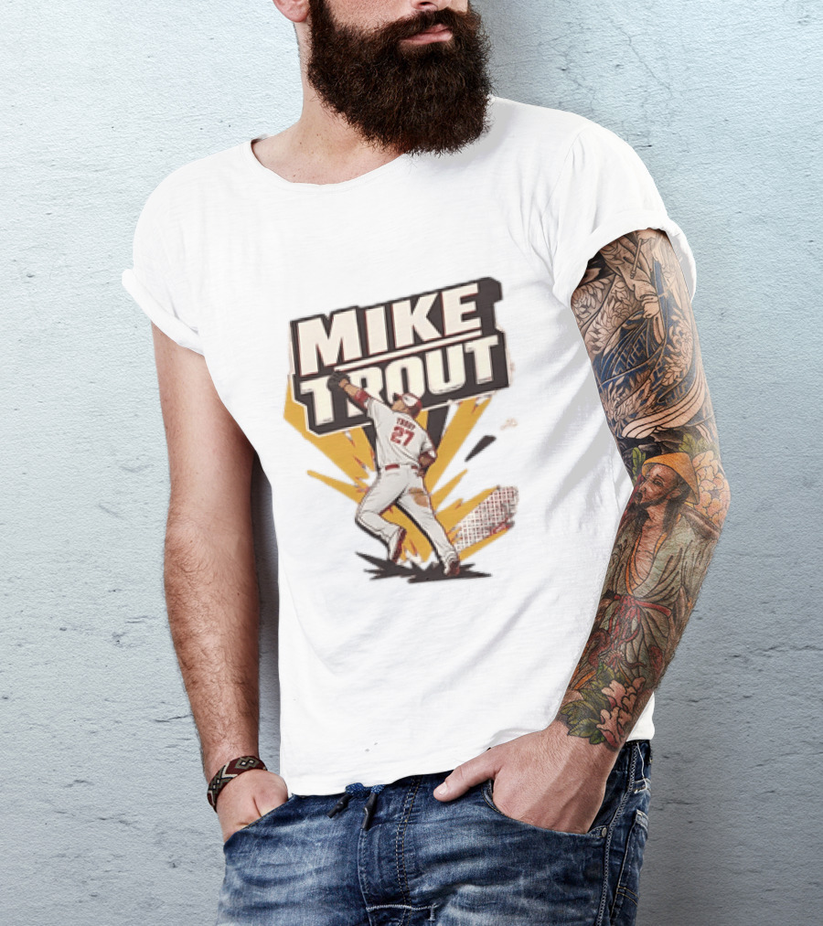 Mike Trout 27 Los Angeles Angels Baseball T-Shirt
