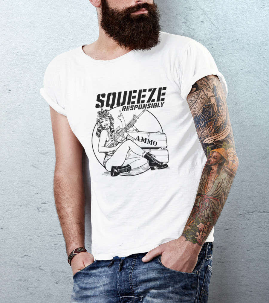 Squeeze Responsibly Pin Up Girl Ammo T-Shirt