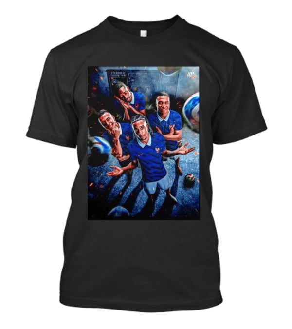 France National Team Players Collage Blue Jerseys Football Stars T-Shirt