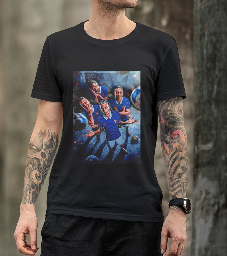 France National Team Players Collage Blue Jerseys Football Stars T-Shirt