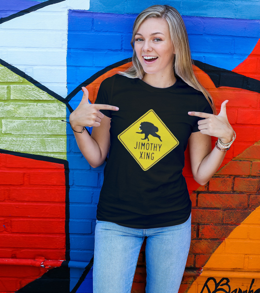 Jimothy Xing Raccoon Sign Crossing T-Shirt