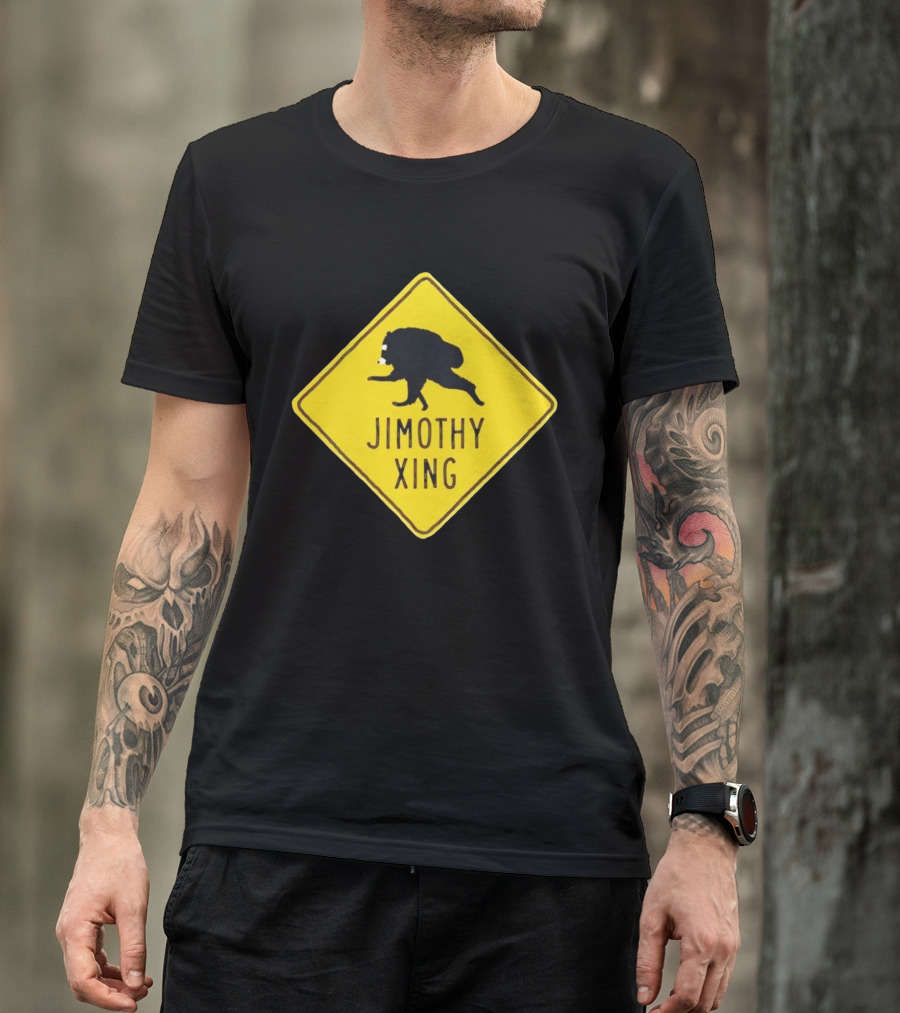 Jimothy Xing Raccoon Sign Crossing T-Shirt