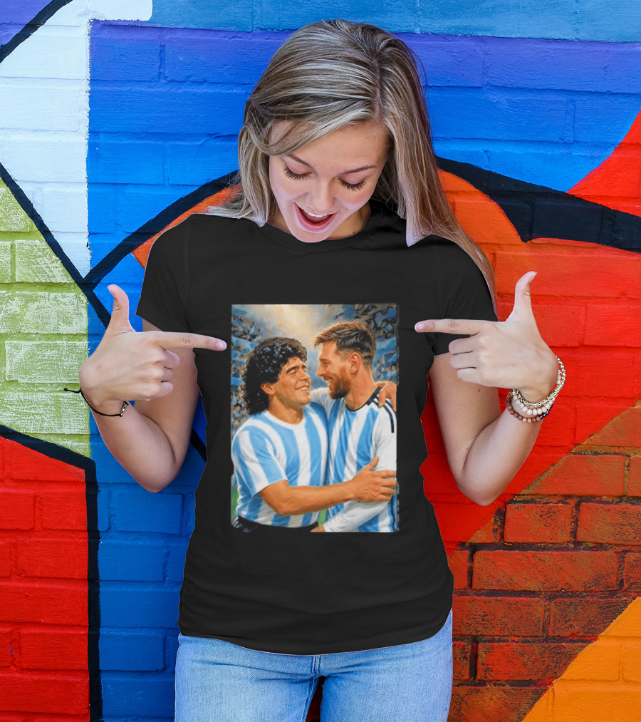 Lionel Messi Maradona Argentina Football Legends Digital T-Shirt