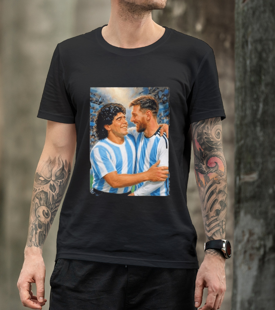 Lionel Messi Maradona Argentina Football Legends Digital T-Shirt