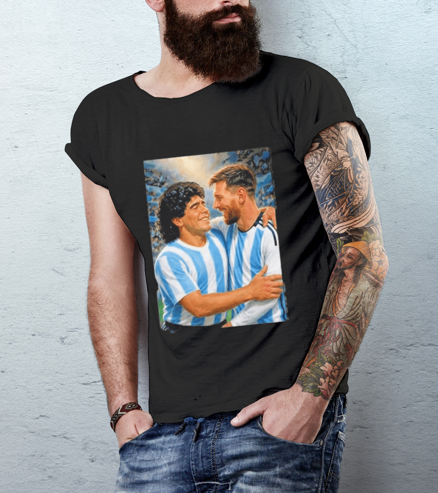 Lionel Messi Maradona Argentina Football Legends Digital T-Shirt