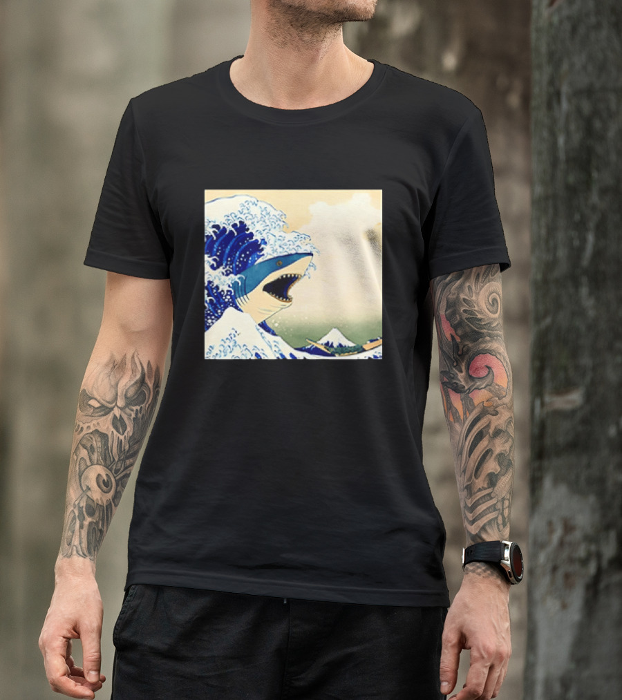 The Great Wave Off Kanagawa Sharks Fusion Art Japan Ukiyo E T-Shirt