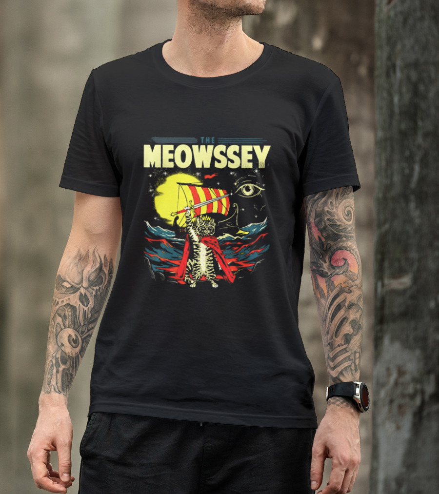 The Meowssey Vintage Odyssey Cat With Eye And Stripes T-Shirt