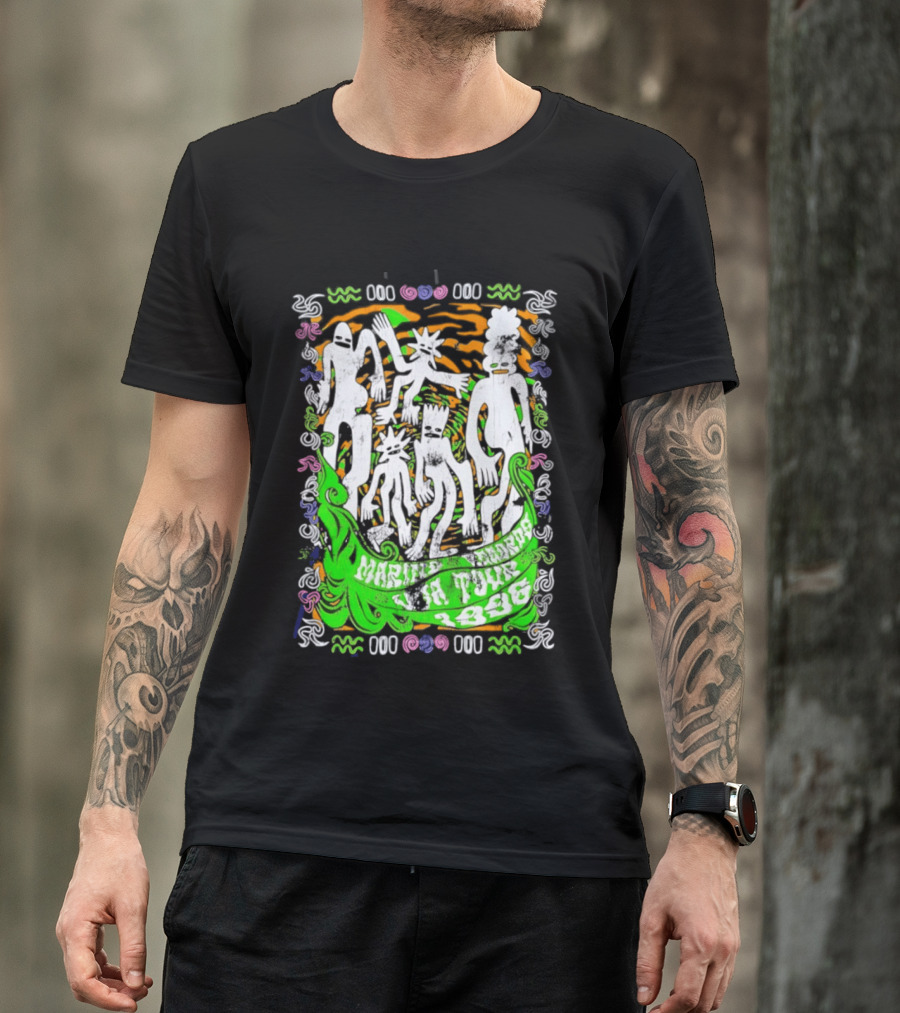 Marine Records 1996 USA Tour Alternative Rock Silhouette Art Psychedelic T-Shirt