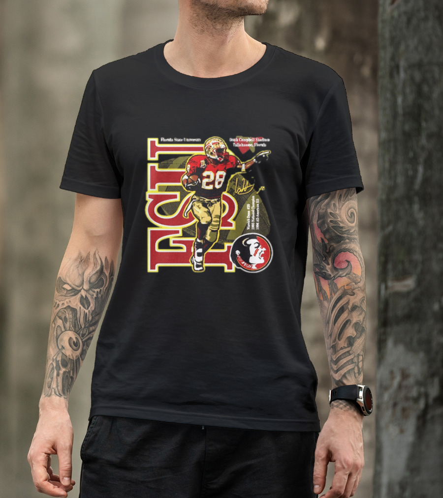 Warrick Dunn Florida State Seminoles 28 Doak Campbell Stadium Tallahassee Florida T-Shirt