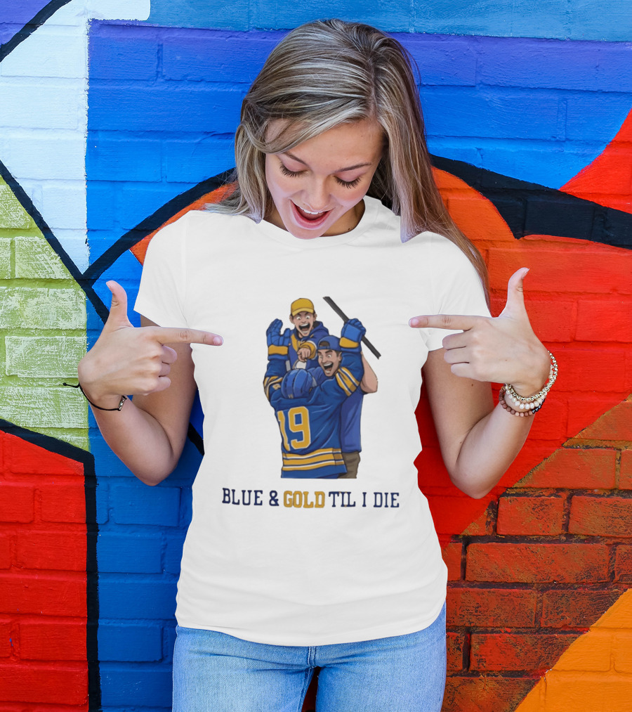 Buffalo Sabres Blue & Gold Til I Die Peyton Krebs 19 Hockey Fans T-Shirt