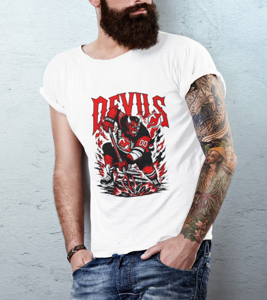 New Jersey Devils NHL Hockey Number 00 Devil Player T-Shirt