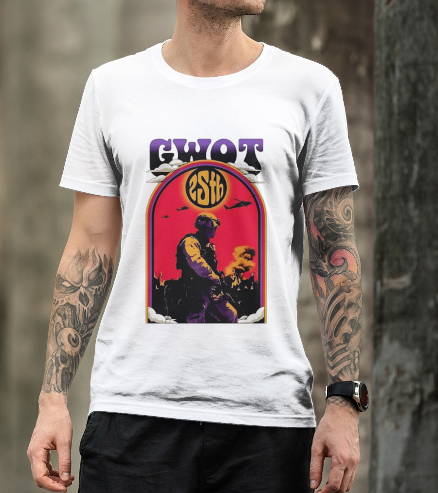GWOT 25th Anniversary Soldier Helicopters Fire T-Shirt