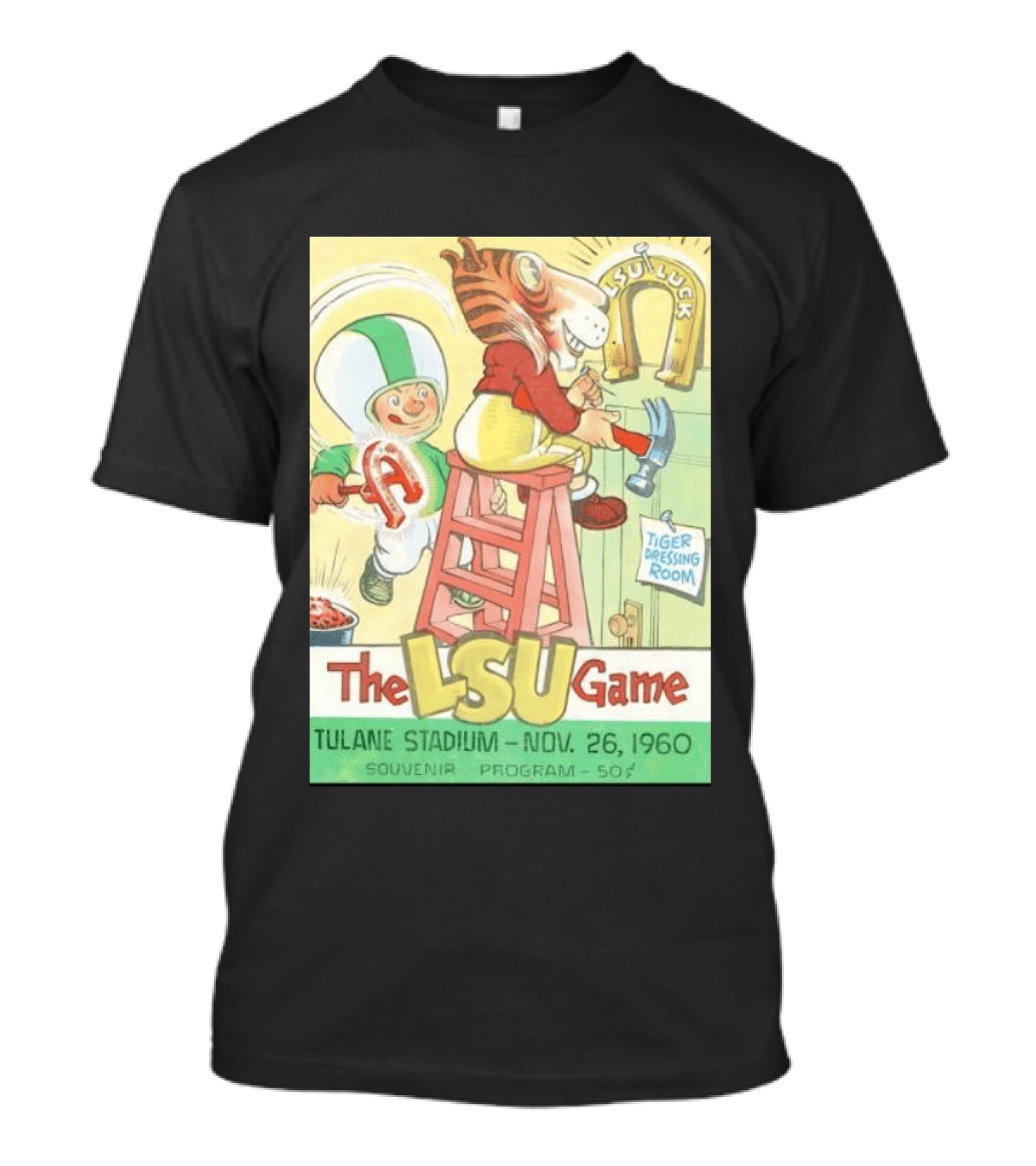 1960 The LSU Game Tulane Stadium Souvenir Program Tiger Dressing Room November 26 T-Shirt