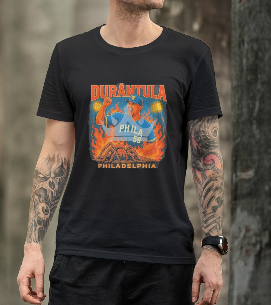 Durantula Philadelphia Phila 59 Baseball Flames Spider T-Shirt
