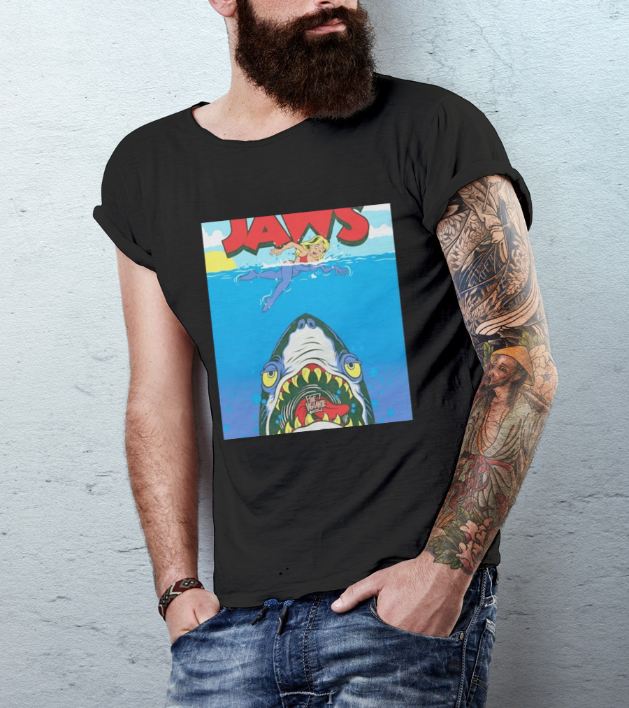 The Vigilante Jaws Shark Attack Comic Cartoon T-Shirt