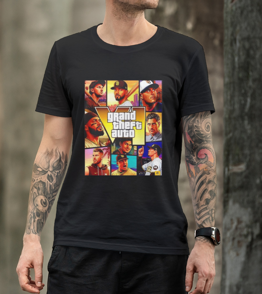 San Diego Padres Grand Theft Auto V Collage Players Team Portraits T-Shirt